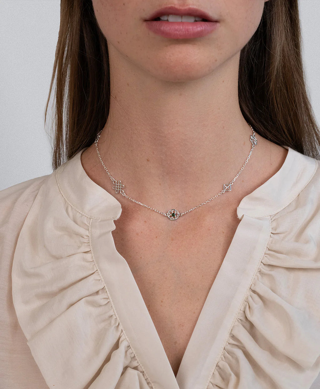 Aura Necklace | Sterling Silver & Chrome Diopside