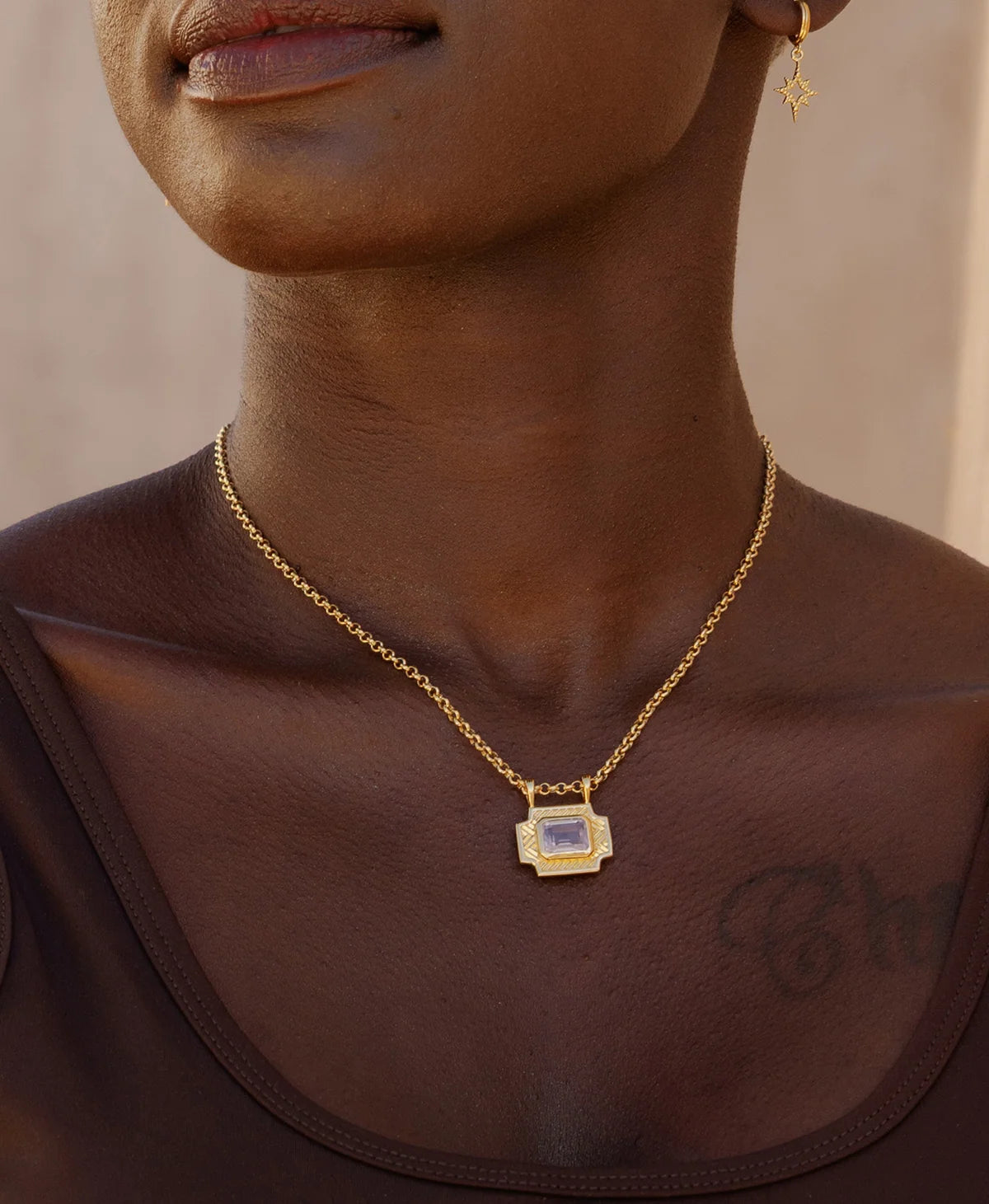 Ayla Necklace | 22k Gold Vermeil | Lavender Quartz