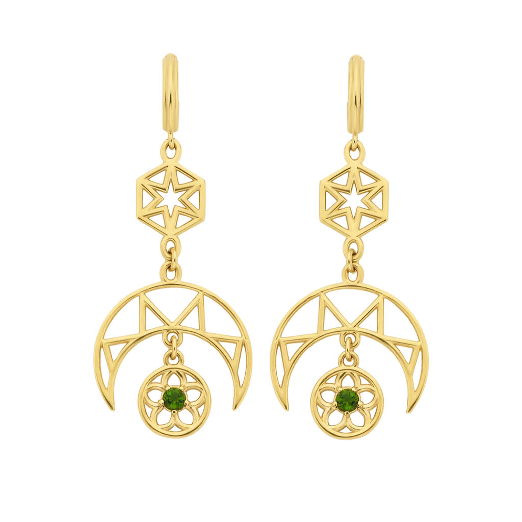 Balance Earrings | 22k Gold Plate & Chrome Diopside
