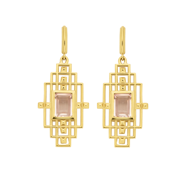 Bliss Earrings | 22k Gold Plate & Rose Quartz