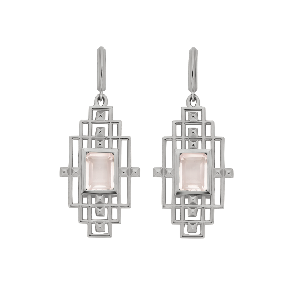 Bliss Earrings | Sterling Silver & Rose Quartz