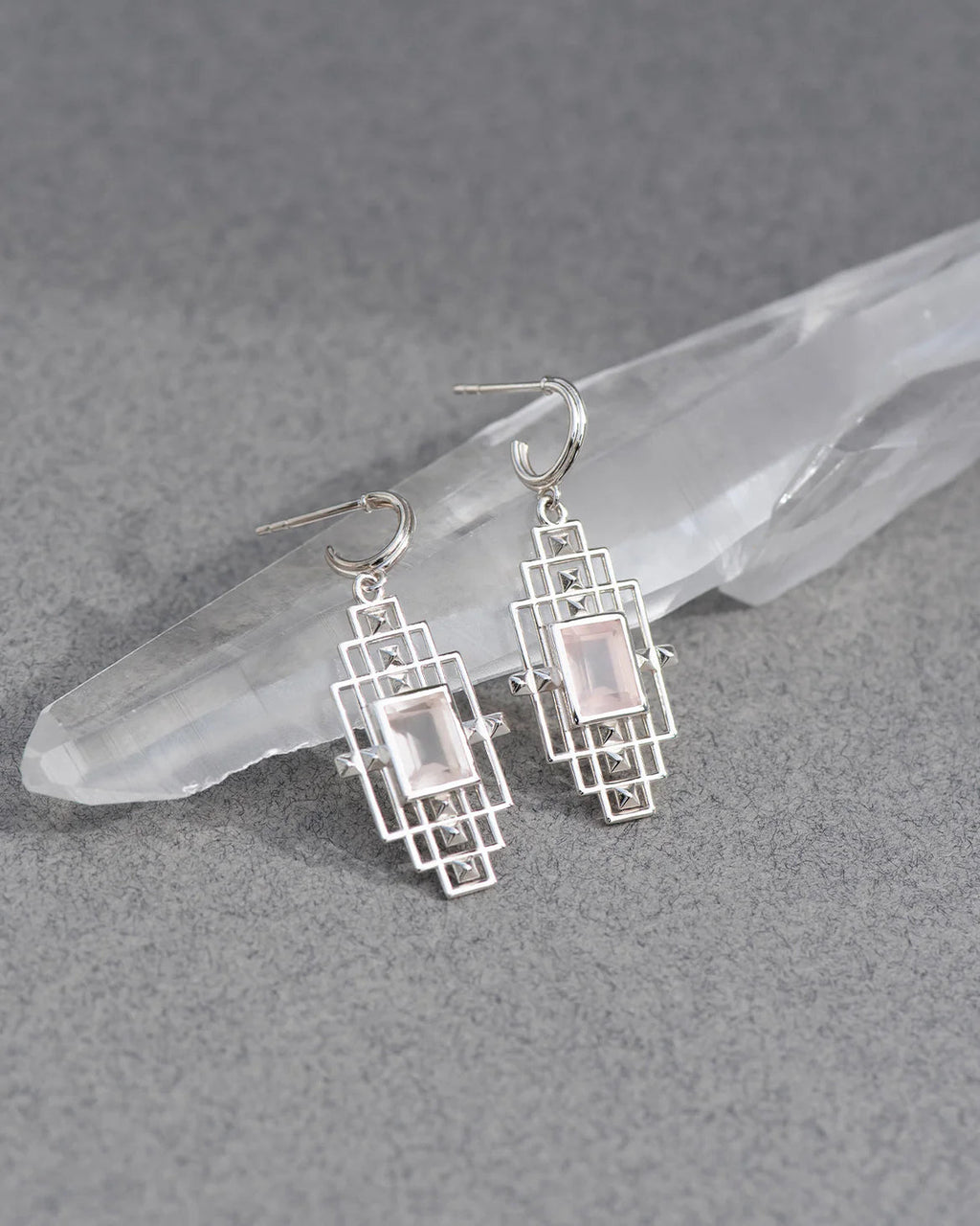 Bliss Earrings | Sterling Silver & Rose Quartz