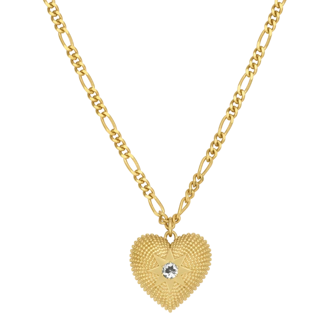 Brave Heart Necklace | 22k Gold Plate | Aquamarine