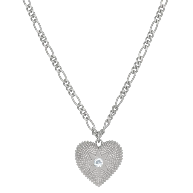 Brave Heart Necklace | Sterling Silver | Aquamarine