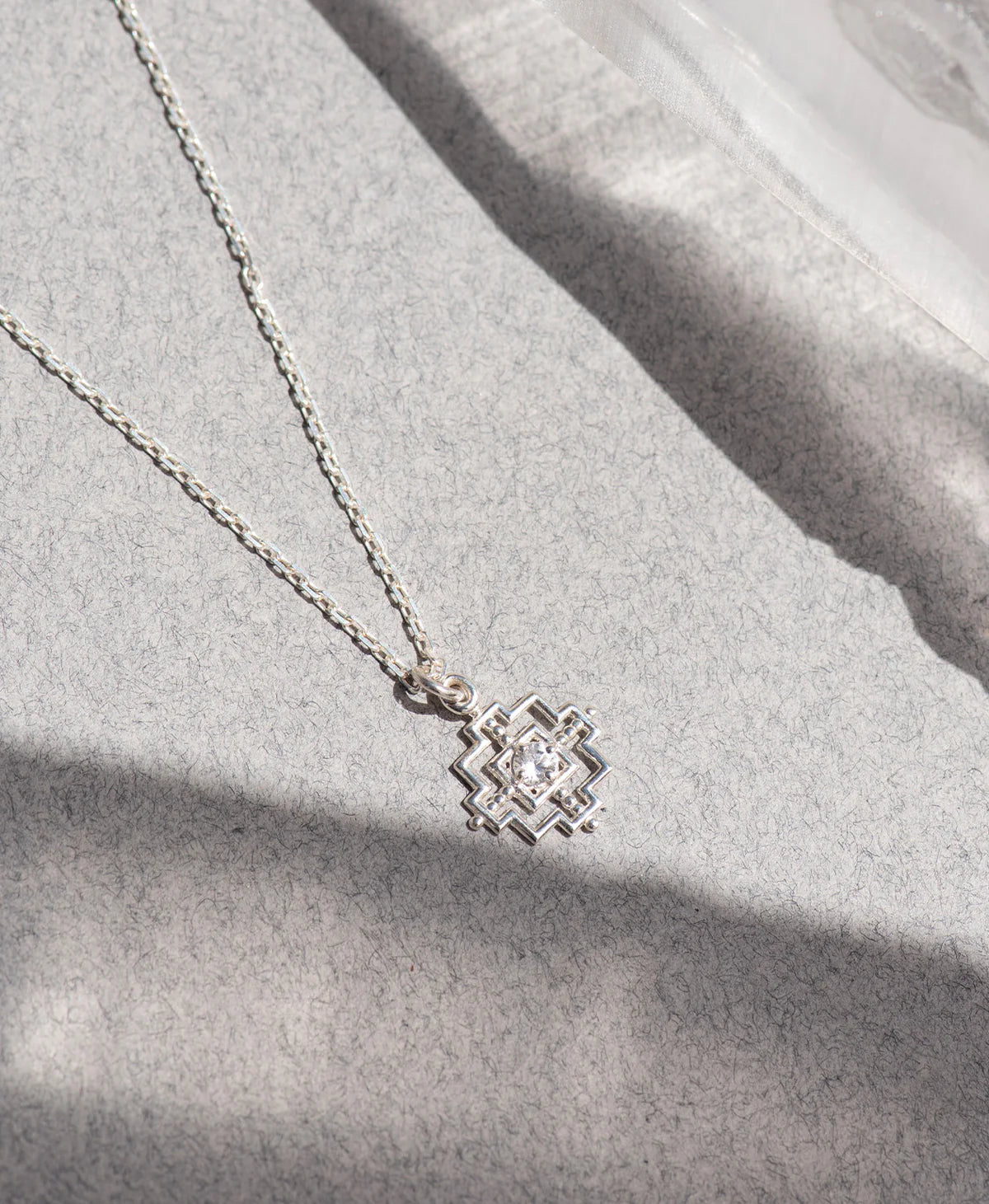 Centred Necklace | Sterling Silver & White Zircon
