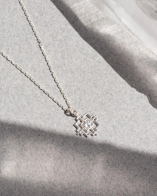 Centred Necklace | Sterling Silver & White Zircon