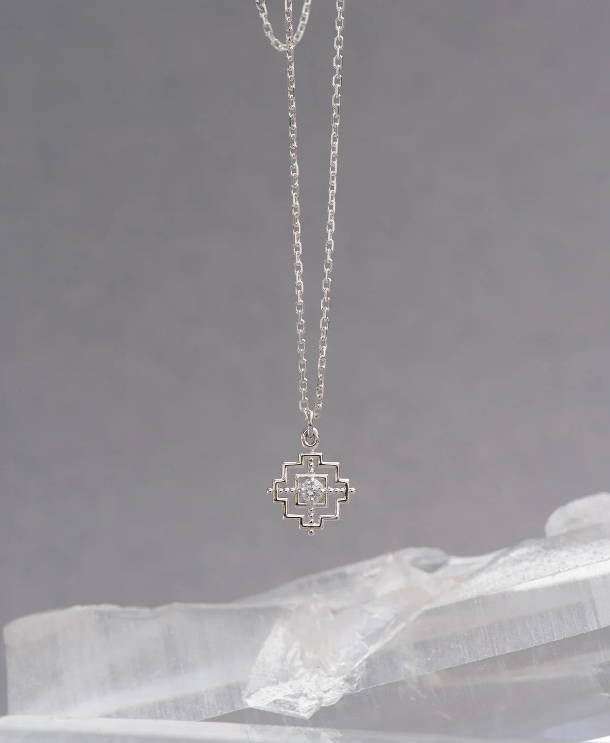Centred Necklace | Sterling Silver & White Zircon