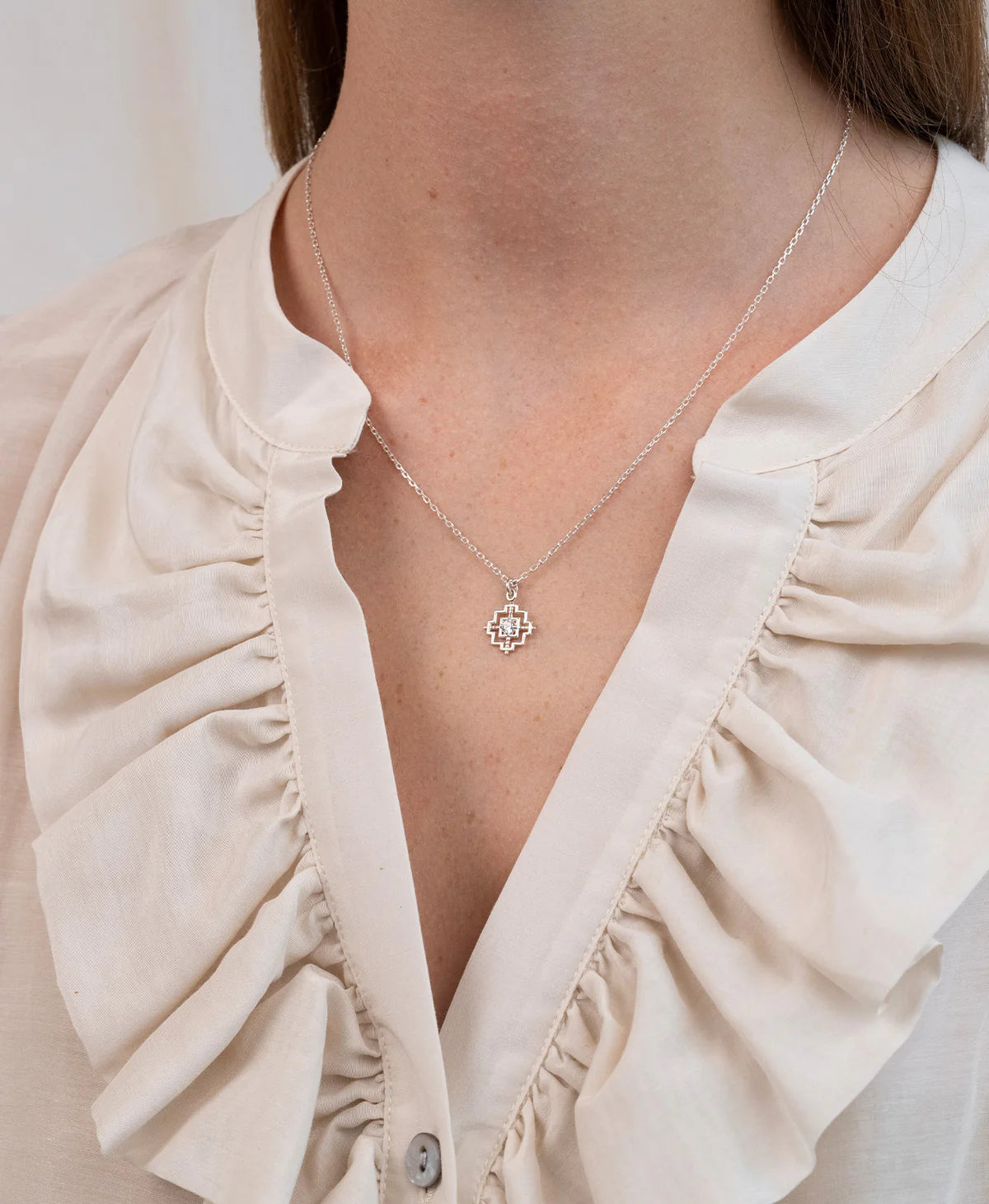 Centred Necklace | Sterling Silver & White Zircon