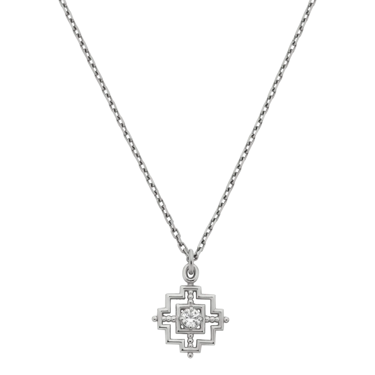 Centred Necklace | Sterling Silver & White Zircon