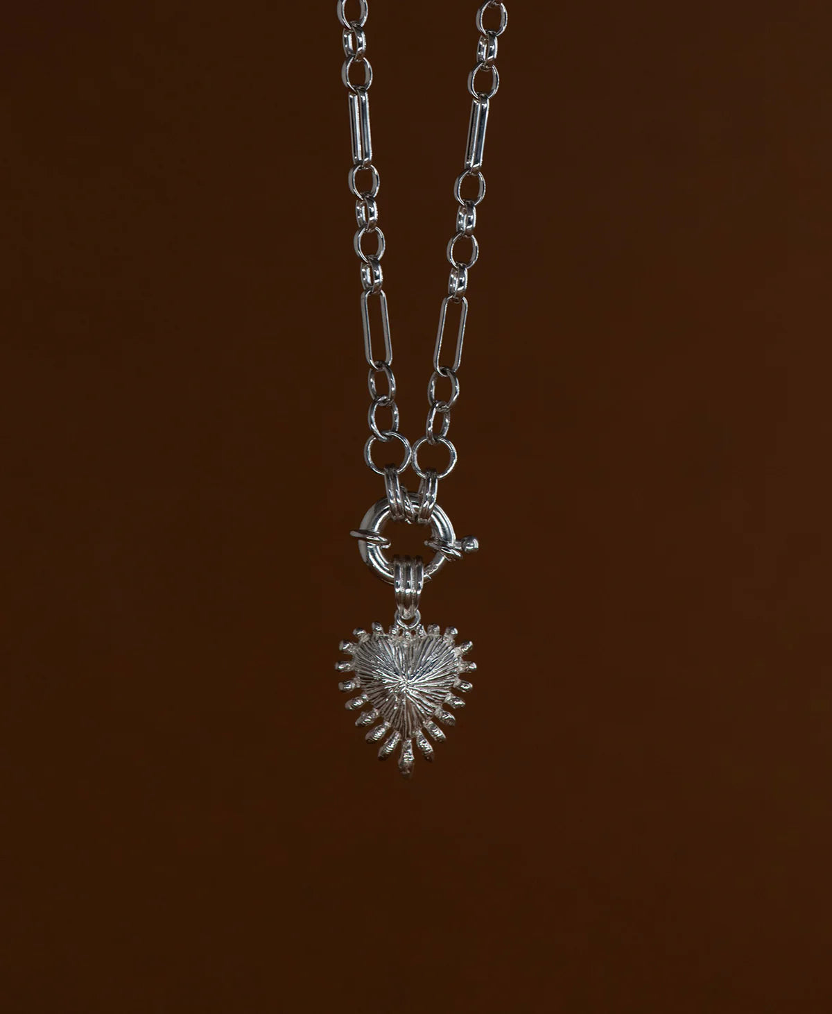 Heart Rays Charm | Sterling Silver