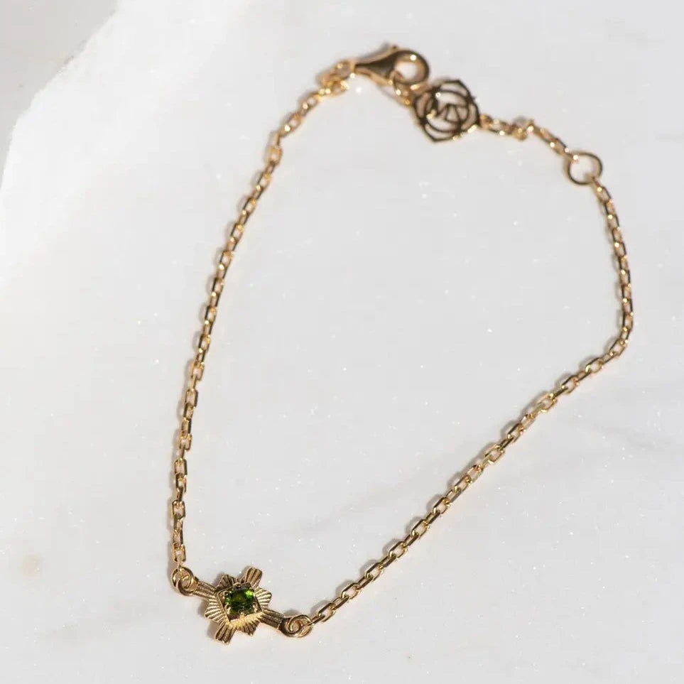 Inka Bracelet | 22k Gold Plate | Chrome Diopside