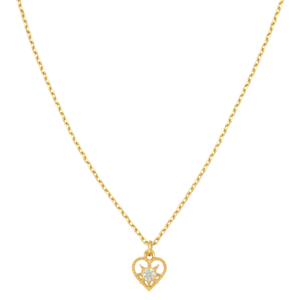 Kind Heart Necklace | 22k Gold Plate | White Zircon