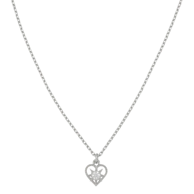 Kind Heart Necklace | Sterling Silver | White Zircon