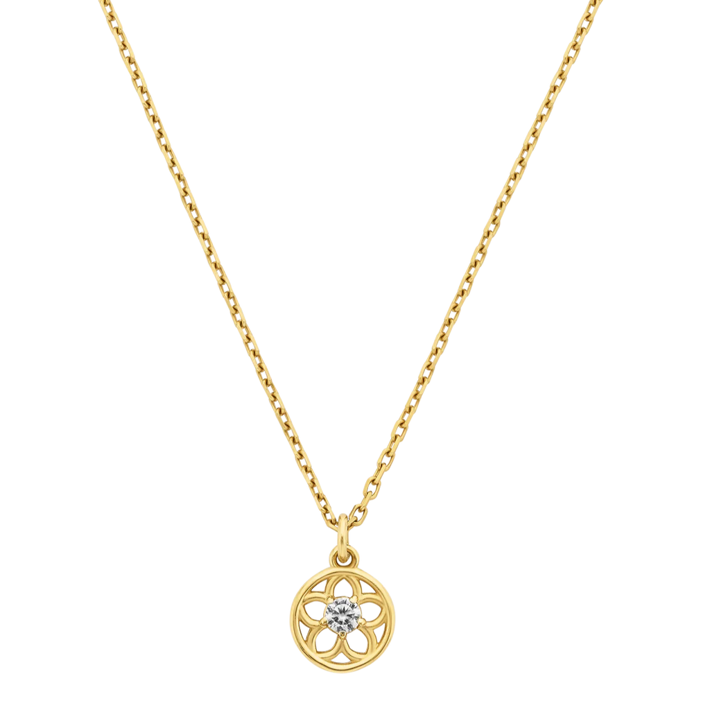 Manuka Necklace | 22k Gold Plate & White Zircon