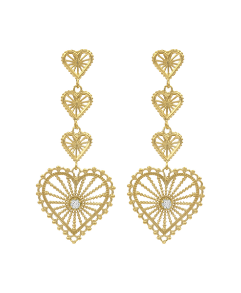 Mi Amor Earrings | 22k Gold Plate | White Zircon