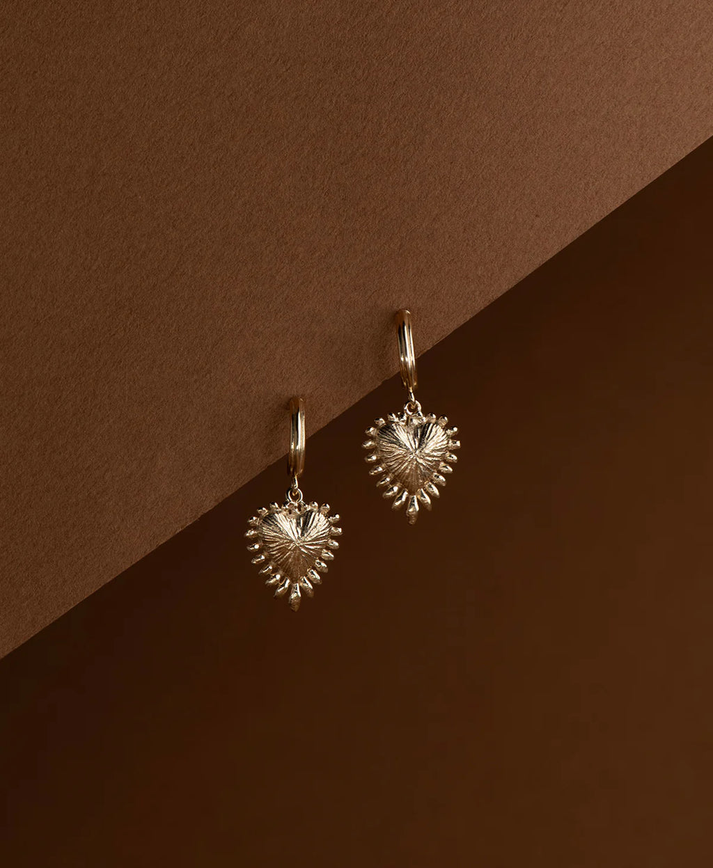 Mini Heart Rays Earrings | 22k Gold Vermeil