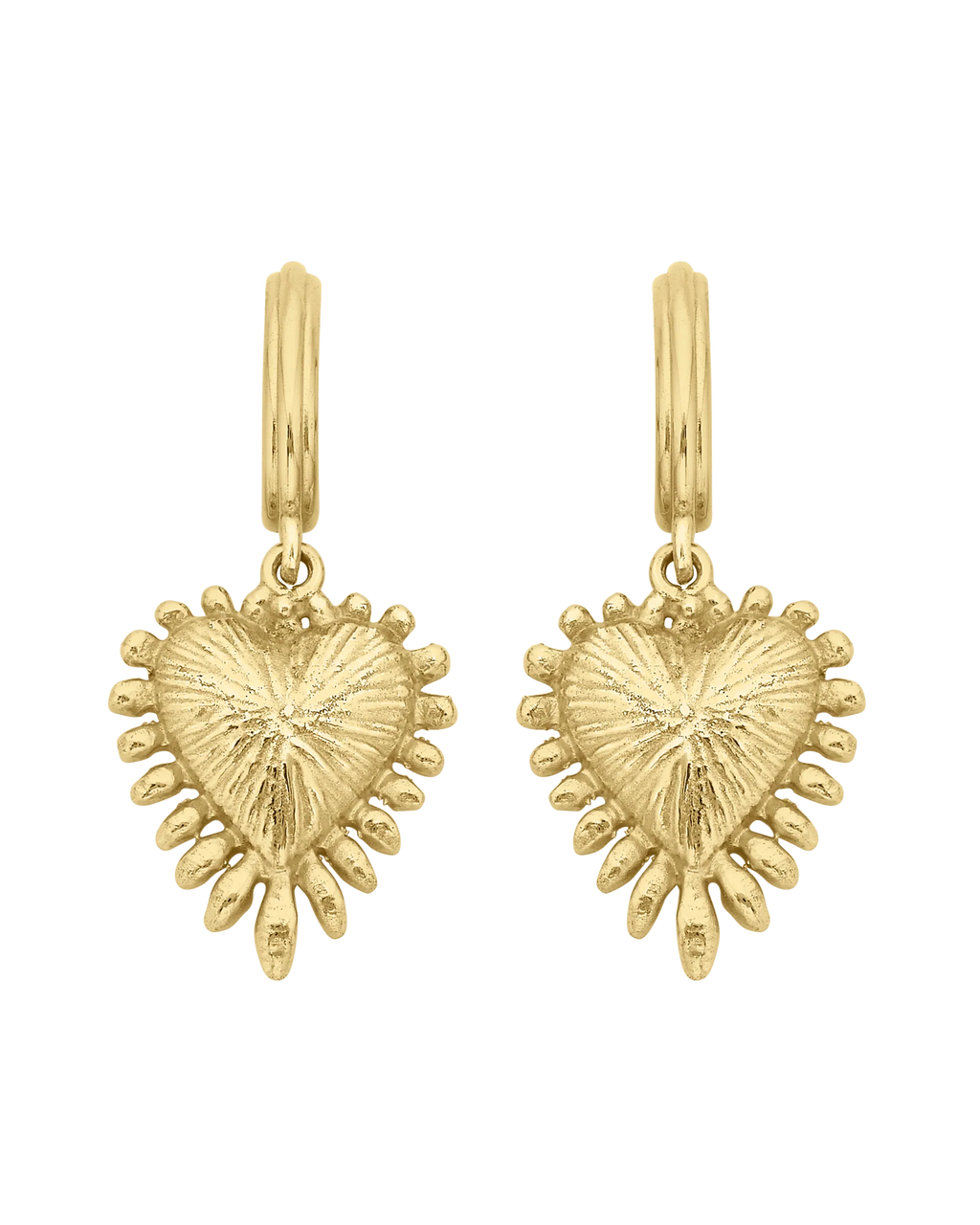 Mini Heart Rays Earrings | 22k Gold Vermeil
