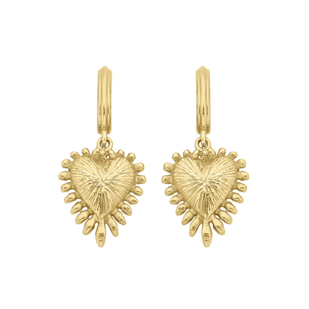 Mini Heart Rays Earrings | 22k Gold Vermeil