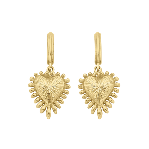 Mini Heart Rays Earrings | 22k Gold Vermeil