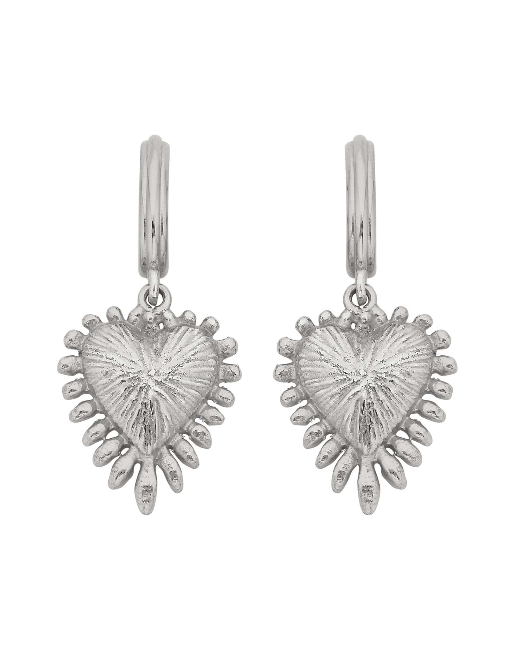Mini Heart Rays Earrings | Sterling Silver
