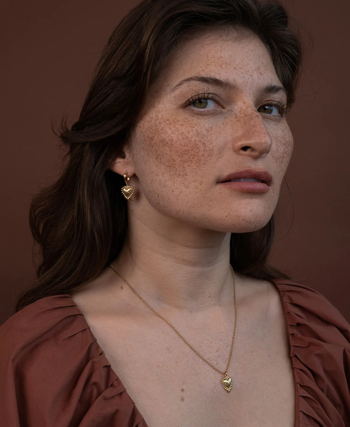 Mini Heart Ray Necklace | 22k Gold Vermeil