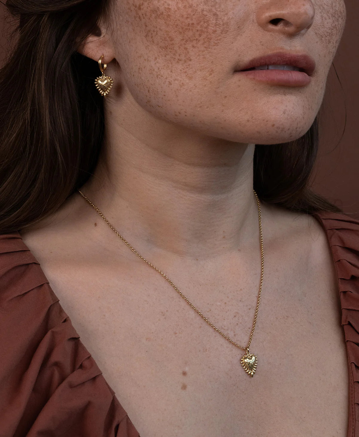 Mini Heart Ray Necklace | 22k Gold Vermeil