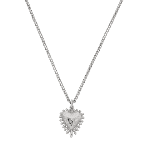 Mini Heart Ray Necklace | Sterling Silver