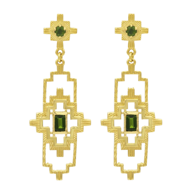 Munay Earrings | 22k Gold Plate | Chrome Diopside