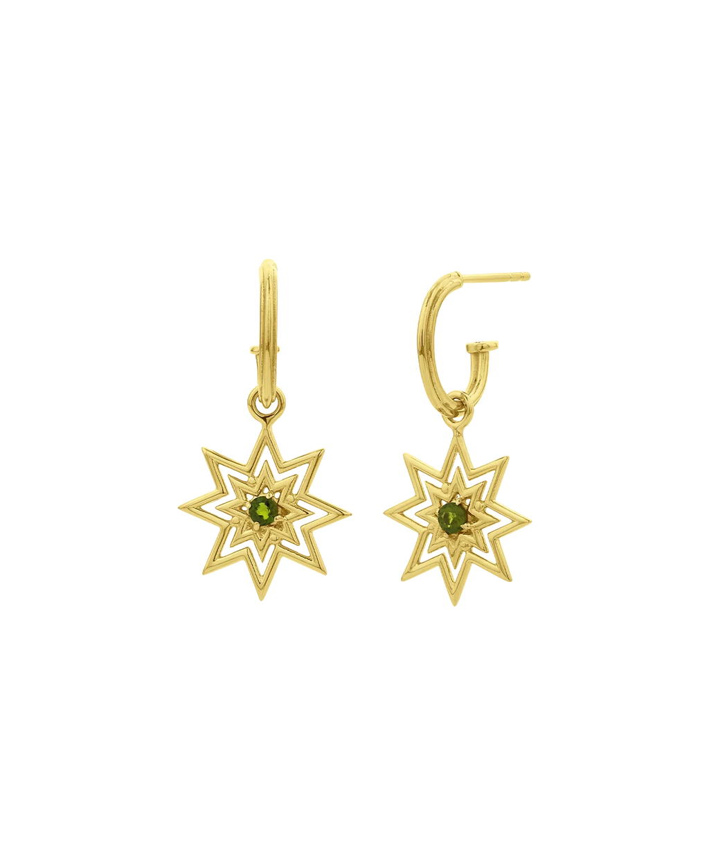 Nora Hoops | 22K Gold Vermeil | Chrome Diopside