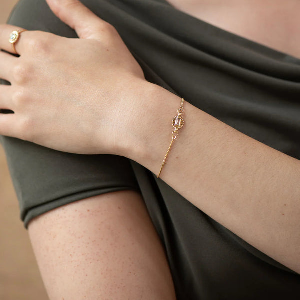 Odette Bracelet | 22k Gold Vermeil with Baguette White Topaz