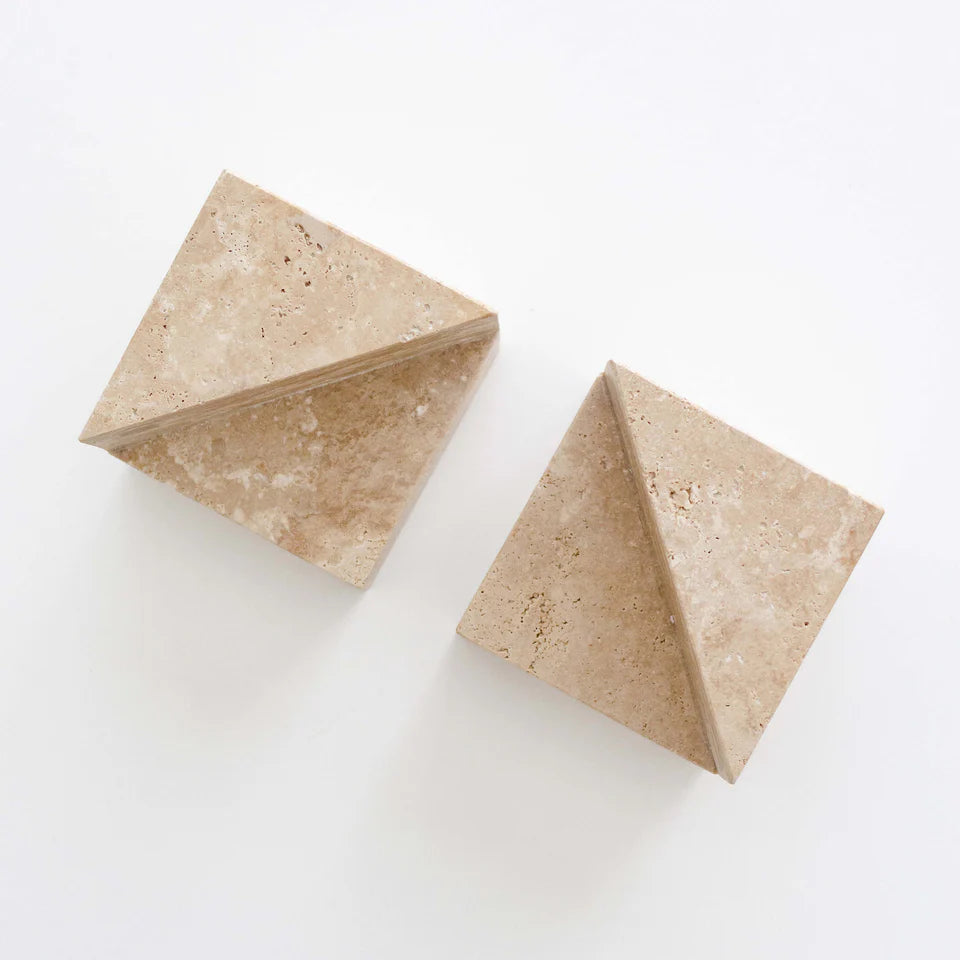 Travertine Bookends