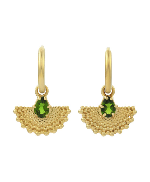 Petal Earrings with Chrome Diopside | 22k Gold Plate