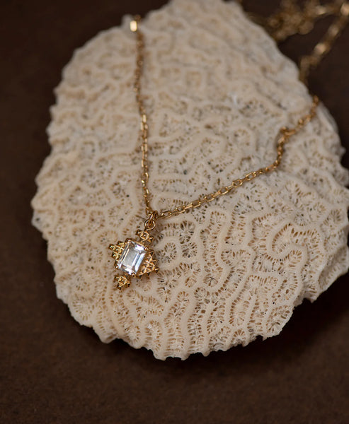 Reya Necklace | 22K Gold Plate | White Topaz