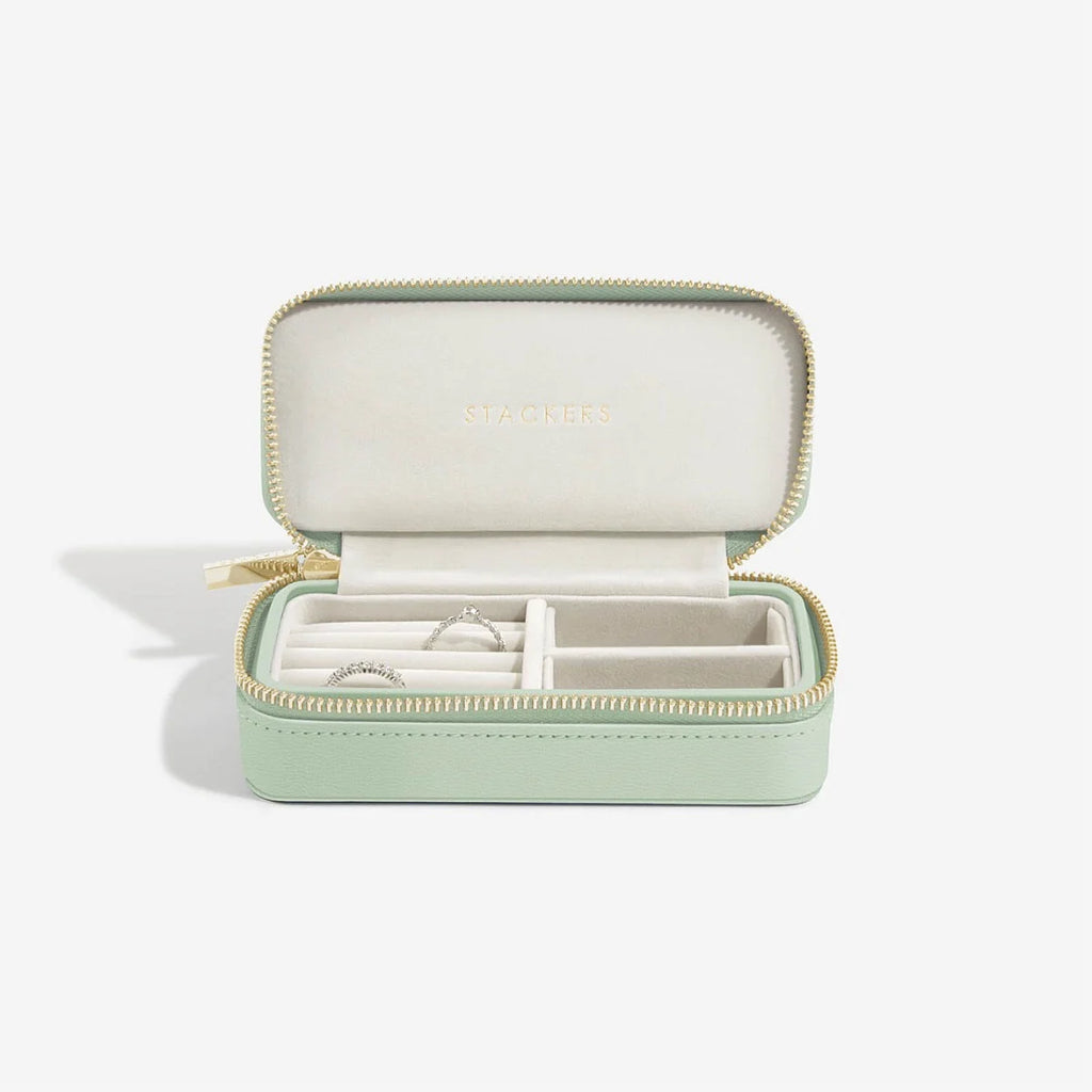 Small Zipped Jewellery Box | Sage Green
