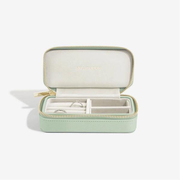 Small Zipped Jewellery Box | Sage Green