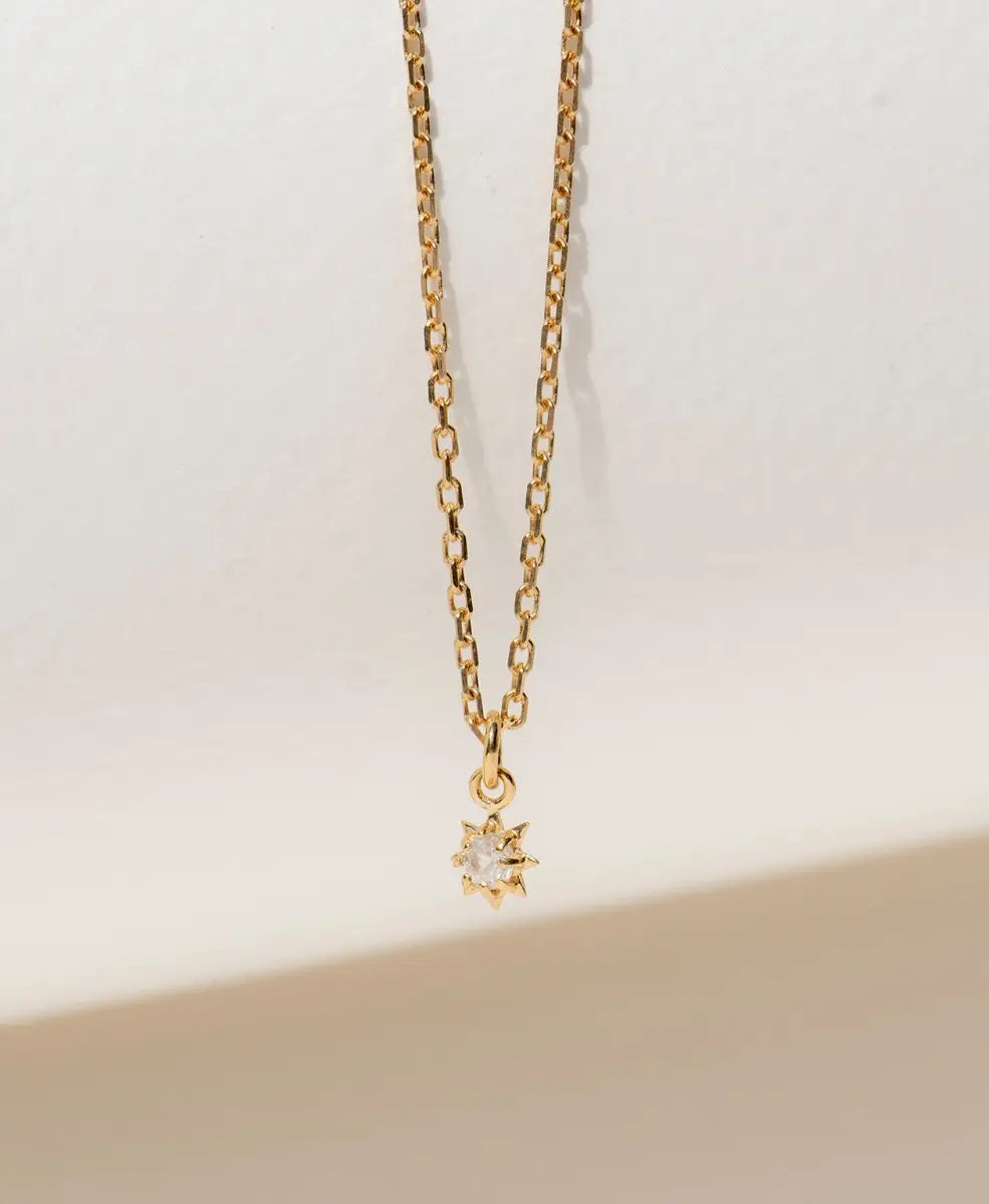 Stella Necklace | 22k Gold Plate | White Zircon