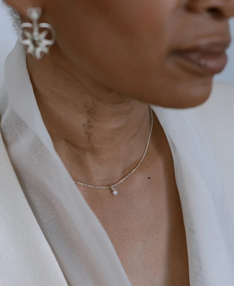 Stella Necklace | Sterling Silver | White Zircon