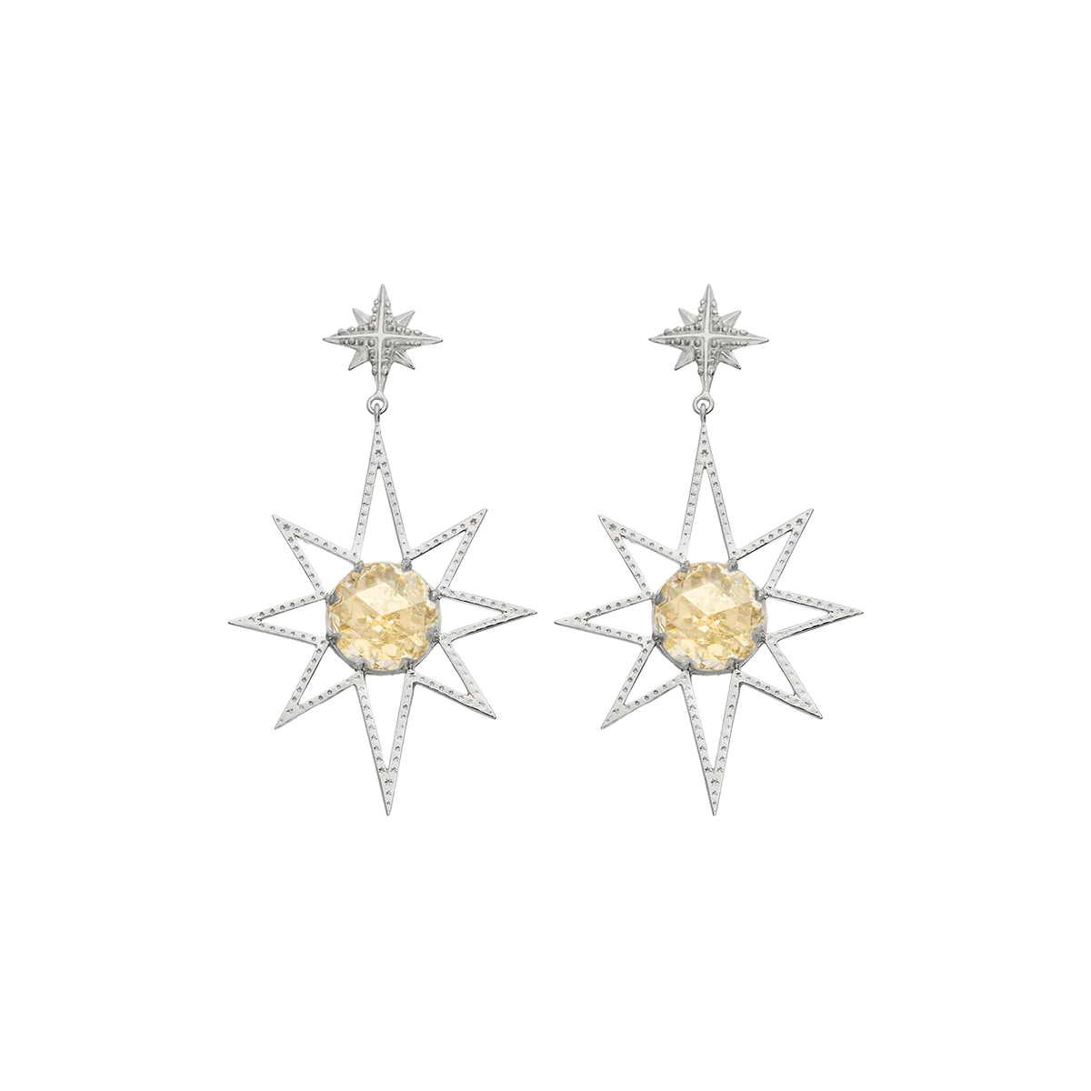 Sunburst Earrings | Sterling Silver & Lemon Quartz