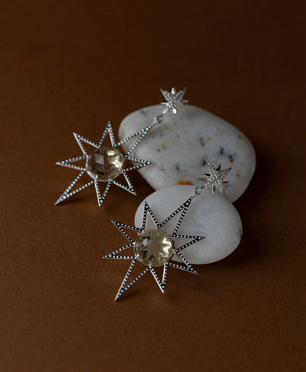 Sunburst Earrings | Sterling Silver & Lemon Quartz