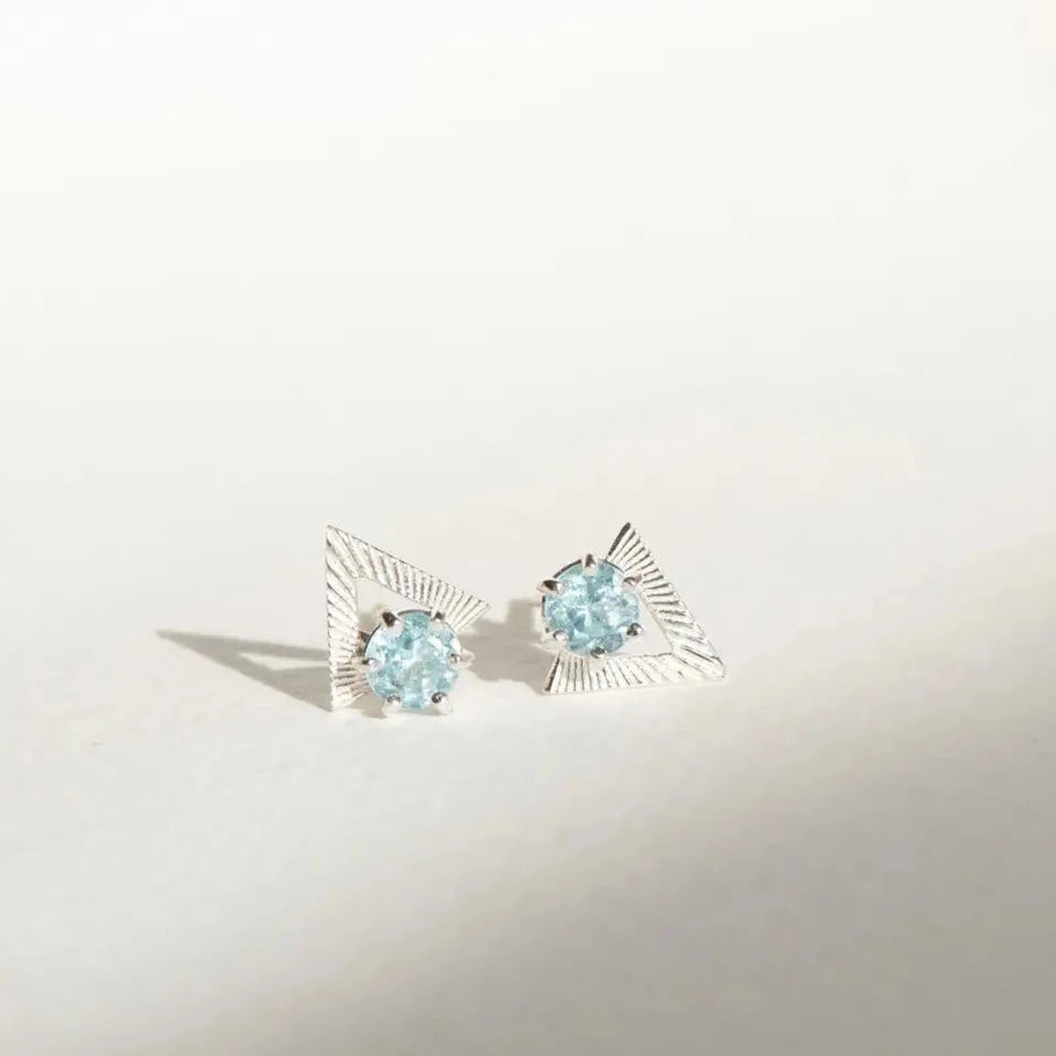 Violet Earrings with Blue Apatite | Sterling Silver
