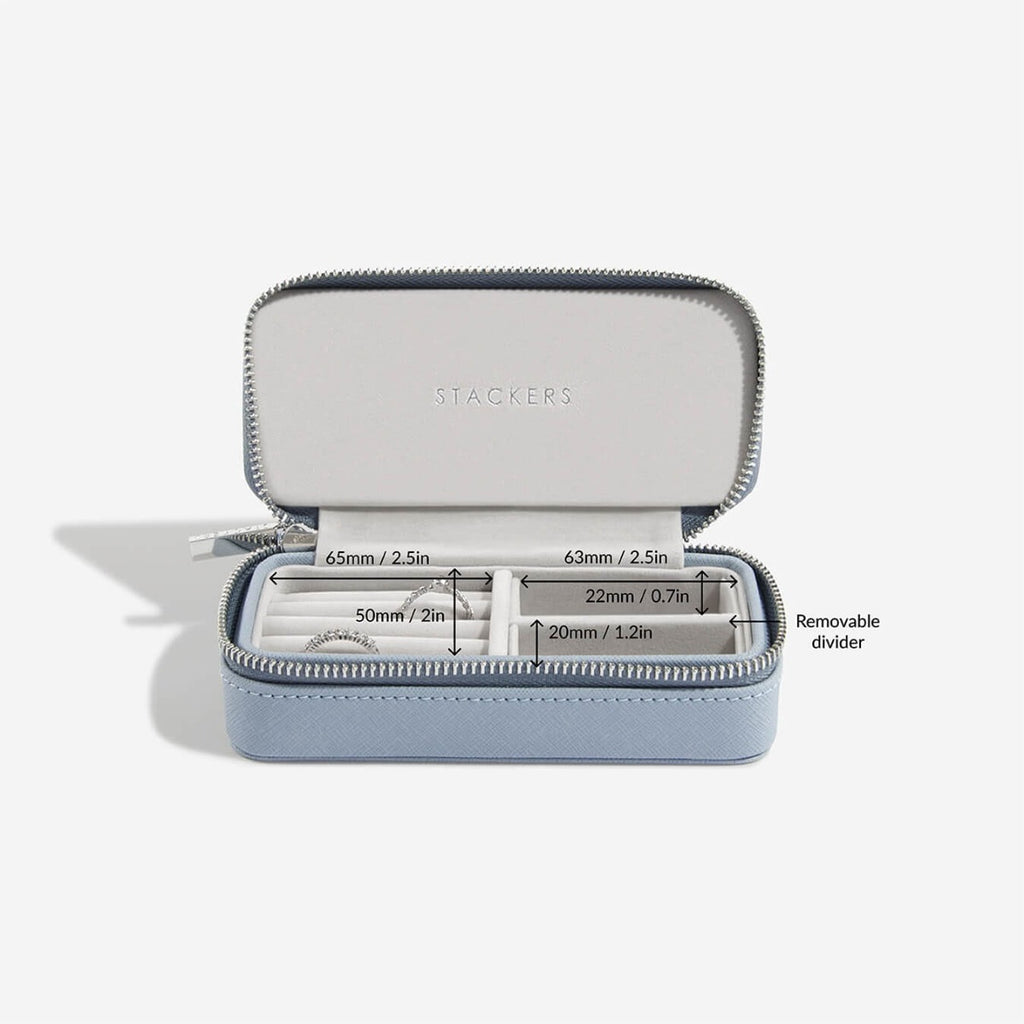 Small Zipped Jewellery Box | Dusky Blue
