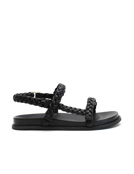 Thin Elke Braided Sandal | Black